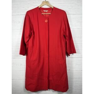 Modissa vintage wool coat womens red long button pockets large/ medium